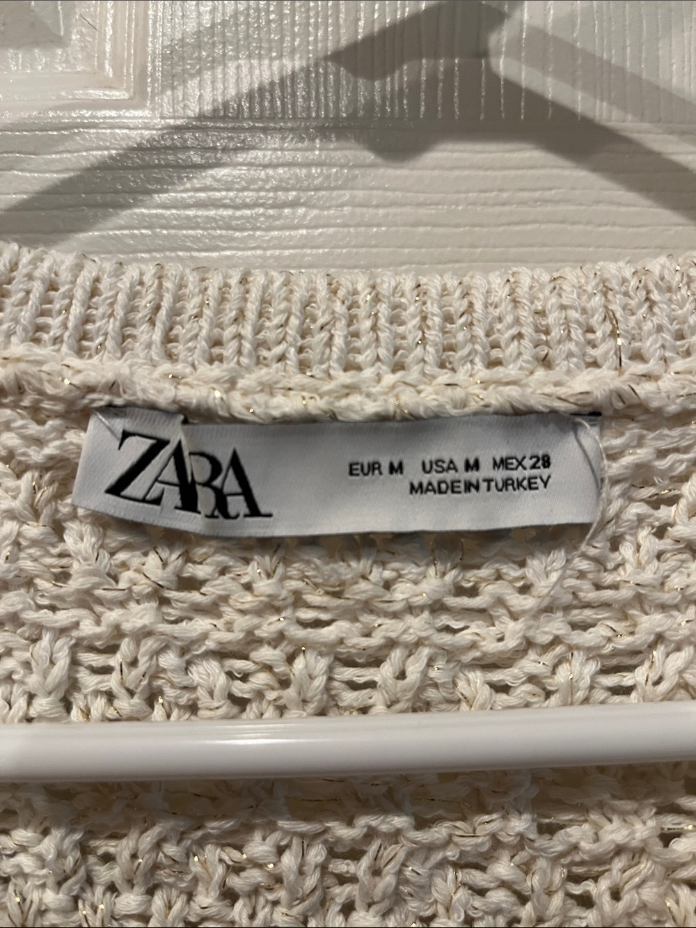 Zara Cream Textured Button-Front Sweater with Gold Threads - Picture 5 of 5